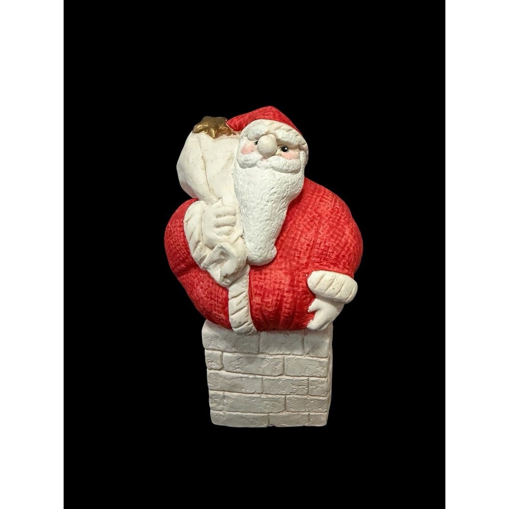 Vtg Shayne McCarter Santa Chimney Christmas Ceramic Signed Folk Art 1993